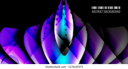 Abstract colorful background graphics template with blended multiple 3D like objects