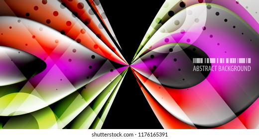 Abstract colorful background graphics template with blended multiple 3D like objects
