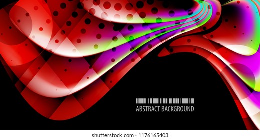 Abstract colorful background graphics template with blended multiple 3D like objects