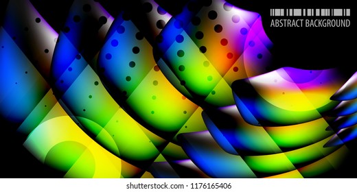 Abstract colorful background graphics template with blended multiple 3D like objects