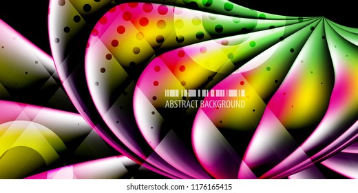 Abstract colorful background graphics template with blended multiple 3D like objects