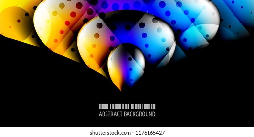 Abstract colorful background graphics template with blended multiple 3D like objects