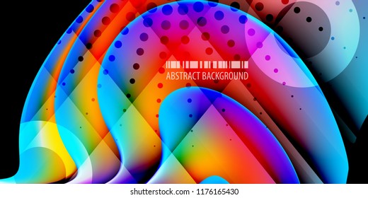 Abstract colorful background graphics template with blended multiple 3D like objects