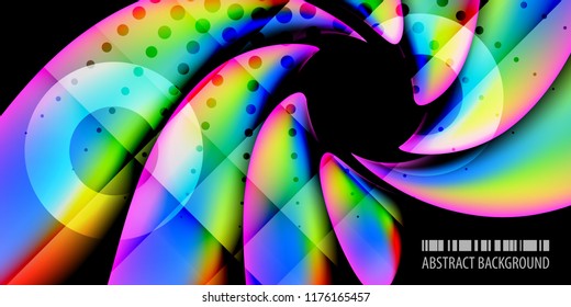 Abstract colorful background graphics template with blended multiple 3D like objects