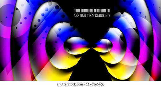 Abstract colorful background graphics template with blended multiple 3D like objects