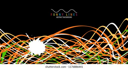 Abstract colorful background graphics template with blended multiple funny lines and curves