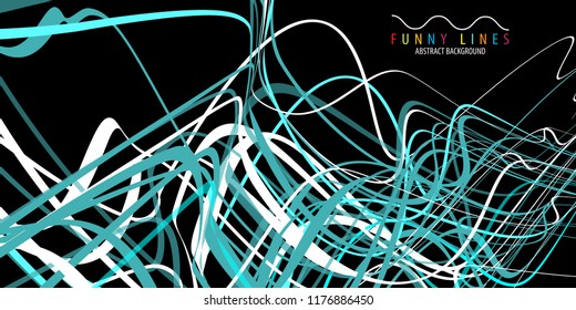 Abstract colorful background graphics template with blended multiple funny lines and curves
