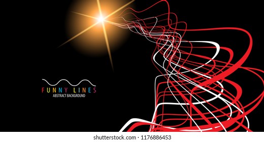 Abstract colorful background graphics template with blended multiple funny lines and curves
