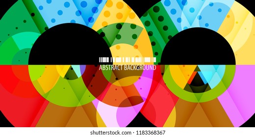 Abstract colorful background graphics template with blended multiple geometric objects