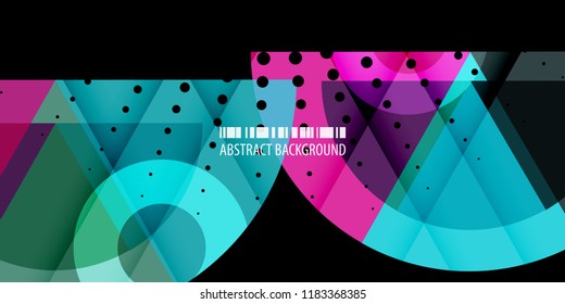 Abstract colorful background graphics template with blended multiple geometric objects