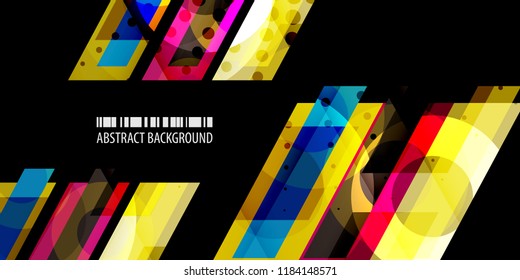 Abstract colorful background graphics template with blended multiple geometric objects