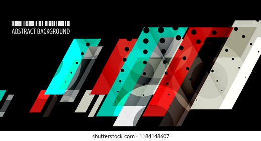 Abstract colorful background graphics template with blended multiple geometric objects