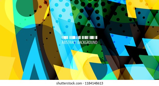 Abstract colorful background graphics template with blended multiple geometric objects