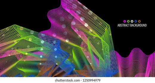 Abstract colorful background graphics template with blended multiple geometric strip objects