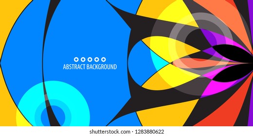 Abstract colorful background graphics template with blended multiple geometric objects