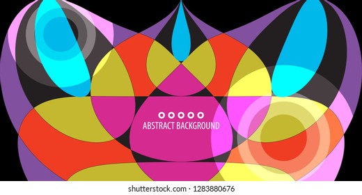 Abstract colorful background graphics template with blended multiple geometric objects