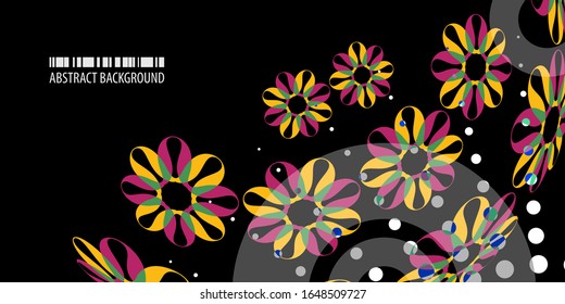 Abstract colorful background graphics template with blended multiple abstract flowers