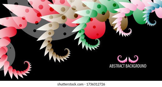 Abstract colorful background graphics template with multiple spirals from flower petals