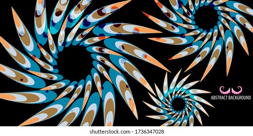 Abstract colorful background graphics template with multiple objects formed from concentric needles in vintage style