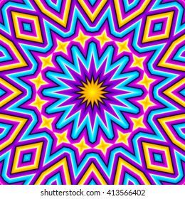 Abstract colorful  background with the growing sphere (optical expansion illusion). Seamless pattern.