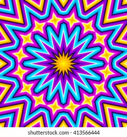 Abstract colorful  background with the growing sphere (optical expansion illusion)