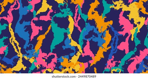 Abstract colorful background. Grunge rough texture.  Fabric seamless pattern. Wallpaper. Bright colors, messy forms.