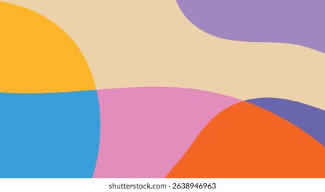 Abstract colorful background with hand drawn pieces of shapes. Fun vector children's background with organic elements.