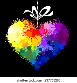 Abstract colorful background with heart and place for your text. Vector Illustration 