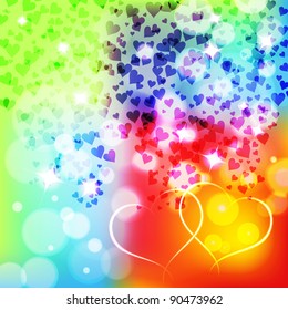 Abstract colorful background with hearts
