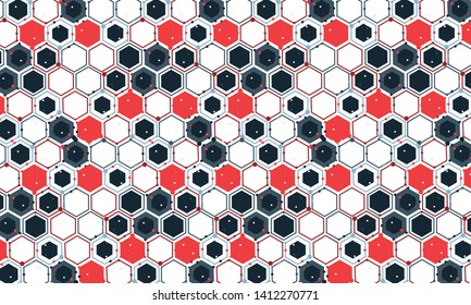 abstract colorful background in hexagons of different size