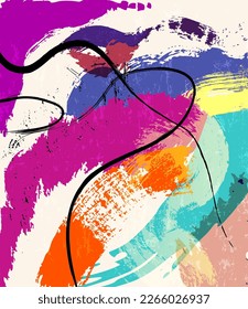 abstract colorful background, illustration with lines, waves, paint strokes and splashes