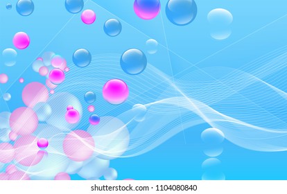 Abstract colorful background . Including multicolored sphers and wave. used clipping mask.