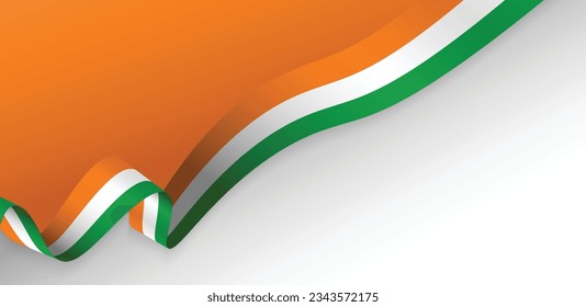 abstract colorful background Indian flag ribbon orange and white 