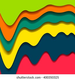 Abstract colorful background .Colorful layers with realistic soft shadow . Abstract form waves .Vector illustration .Green,orange,yellow,deep blue,pink colors set .