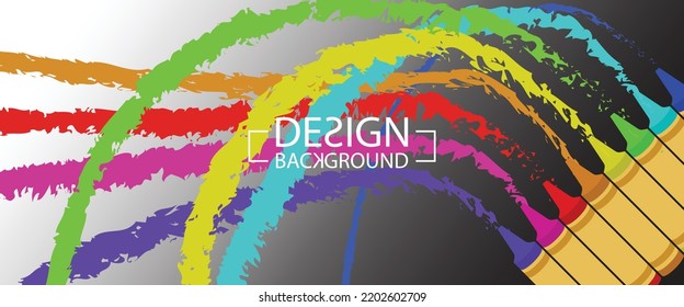 Abstract Colorful Background Layout Banners Design. Crayons. Horizontal Poster, Greeting Card, Header For Website 3