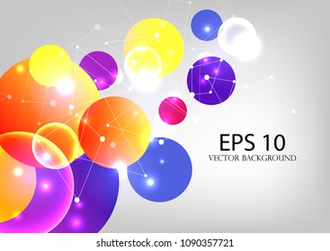 Abstract colorful background. Light design, geometric style, multicolored circles. Cosmic style. Vector.