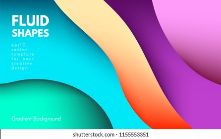 Abstract Colorful Background with Liquid Shapes. Trendy Fluid Gradients. Bright 3d Composition. Eps10 Vector Illustration. Abstract Background with Glow Effect for Cover, Brochure, Business Design.