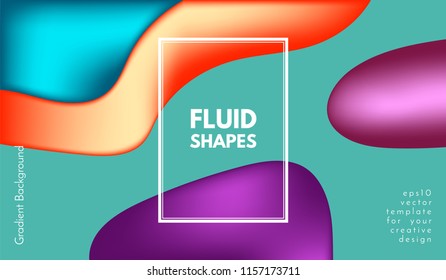 Abstract Colorful Background with Liquid Shapes. Trendy Fluid Gradients. Bright 3d Composition. Eps10 Vector Illustration. Abstract Background with Glow Effect for Cover, Brochure, Business Design.