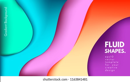 Abstract Colorful Background with Liquid Shapes. Trendy Fluid Gradients. Bright 3d Composition. Eps10 Vector Illustration. Abstract Background with Glow Effect for Cover, Brochure, Business Design.