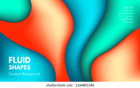Abstract Colorful Background with Liquid Shapes. Trendy Fluid Gradients. Bright 3d Composition. Eps10 Vector Illustration. Abstract Background with Glow Effect for Cover, Brochure, Business Design.