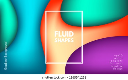 Abstract Colorful Background with Liquid Shapes. Trendy Fluid Gradients. Bright 3d Composition. Eps10 Vector Illustration. Abstract Background with Glow Effect for Cover, Brochure, Business Design.