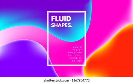 Abstract Colorful Background with Liquid Shapes. Trendy Fluid Gradients. Bright 3d Composition. Eps10 Vector Illustration. Abstract Background with Glow Effect for Covers, Brochure, Posters Design.