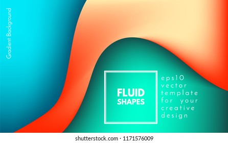 Abstract Colorful Background with Liquid Shapes. Trendy Fluid Gradients. Bright 3d Composition. Eps10 Vector Illustration. Abstract Background with Glow Effect for Cover, Brochure, Business Design.