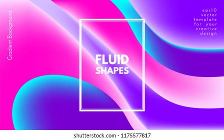 Abstract Colorful Background with Liquid Shapes. Trendy Fluid Gradients. Bright 3d Composition. Eps10 Vector Illustration. Abstract Background with Glow Effect for Covers, Brochure, Posters Design.