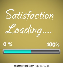 Abstract colorful background with a loading bar design and the text satisfaction loading written above the bar with white letters