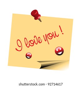Abstract colorful background with an I love you note pinned on the wall