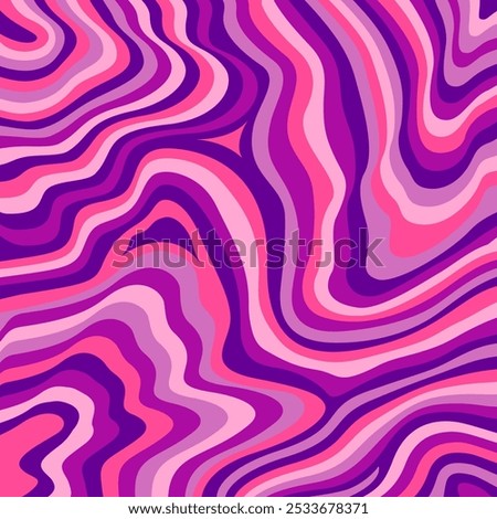 Abstract colorful background made up of pink and purple wavy lines.