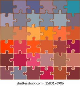 Abstract colorful background made from puzzle pieces. Colored puzzle pattern, removable pieces, parts of puzzles, concept, template. Vector illustration
