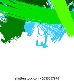 abstract colorful background, marbles style, green and blue paint stroke texture on white background, art frame vector with brush strokes