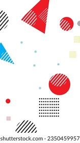 Abstract colorful background in a modern trendy style. Poster with flat different geometric shapes. Banner Design